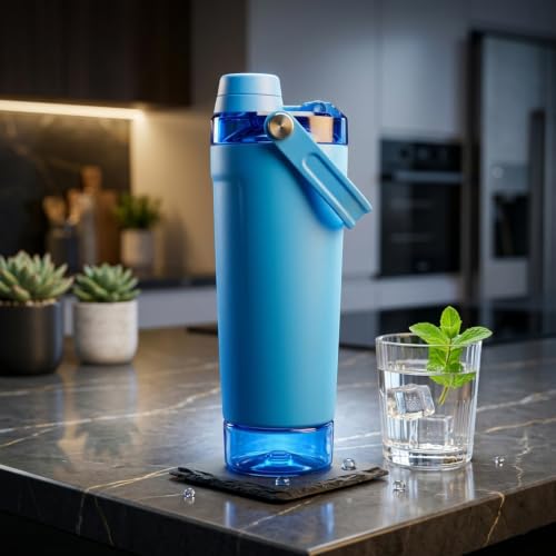 Image of Stainless Steel Leakproof Protein Shaker & Sports Bottle | Blue | 600ml
