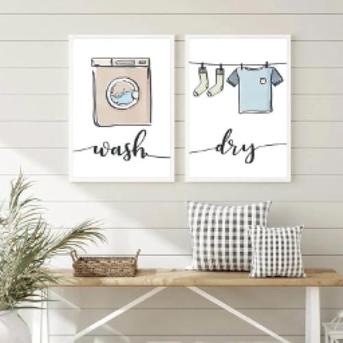 Impression sur toile lavable et durable pour décoration de buanderie