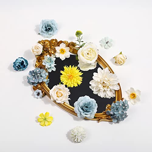 Serra Flora Artificial Flowers Combo Peony 35pcs Silk Roses Mix Fake Flowers for DIY Wedding Bouquets Combo Gradual Change Centerpieces Arrangements Party Bridal Baby Shower Home Decorations