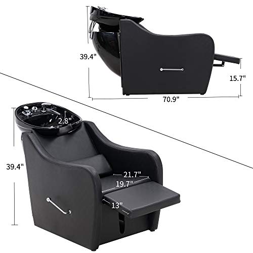 Barberpub Shampoo Barber Classic Chair, Ceramic Shampoo Bowl Sink Chair Station For Spa Beauty Salon 9090 #TOP6