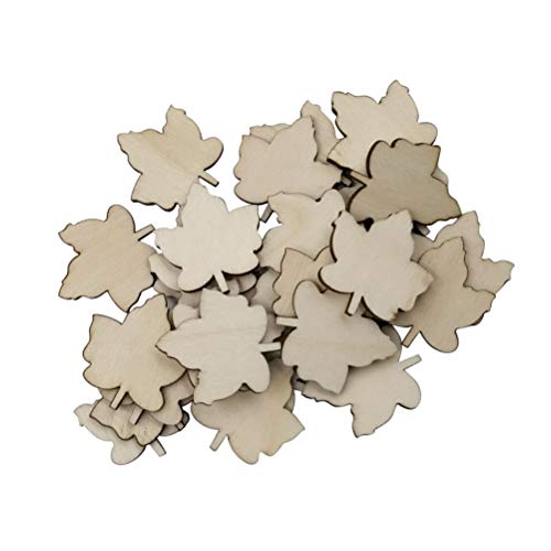 Amosfun 50Pcs Wooden Pieces For Crafts Maple Leaf Unfinished Wood Cutouts Diy Wood Ornaments Party Wedding Nursery Home Decoration #TOP3