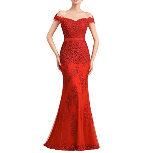 Women's Off The Shoulder Prom Dress Mermaid Long Lace Evening Gowns
