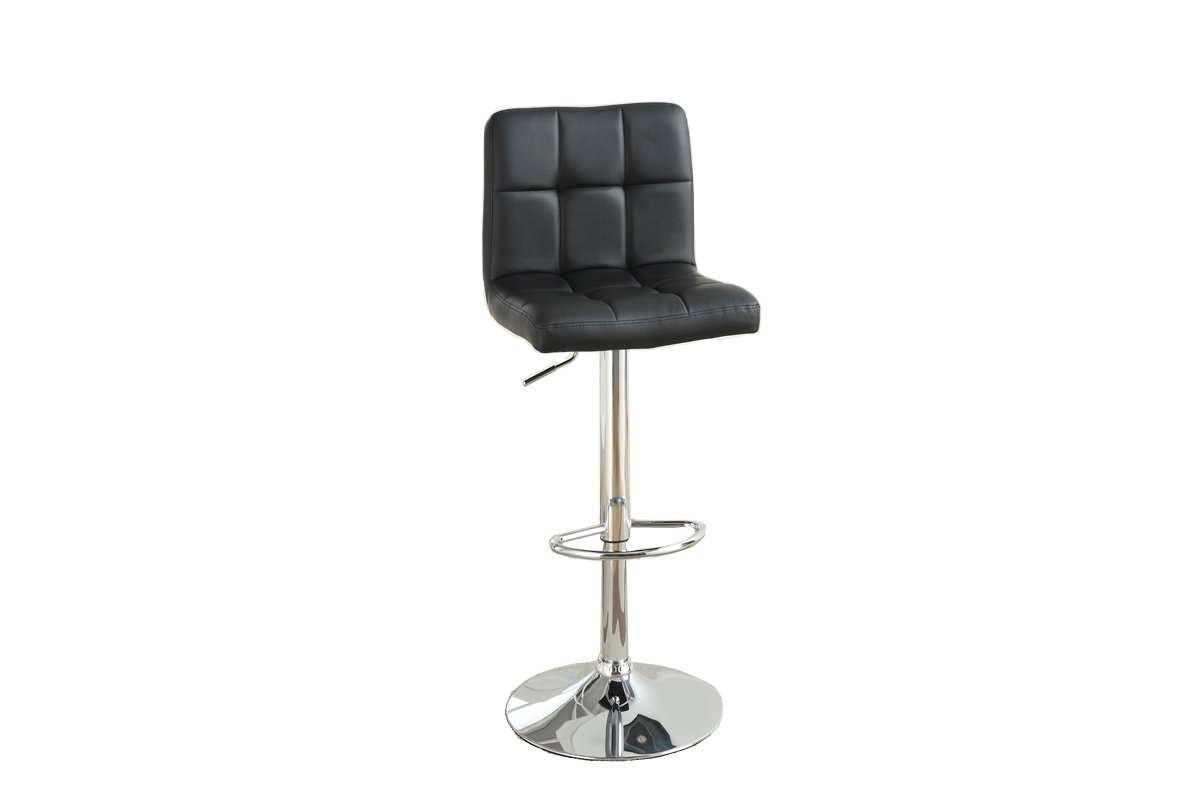 Poundex 2 Piece PU L Shape Barstool Set, Black