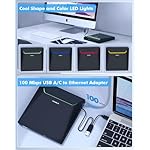 New External CD DVD Drive, Cool DVD Burner USB 3.0 with Ethernet Adapter, 3 USB and 2 TF/SD Card Ports, CD DVD Player Reader Writer Optical Disc Drive for Laptop PC Windows Mac with Carrying Case - Image 5