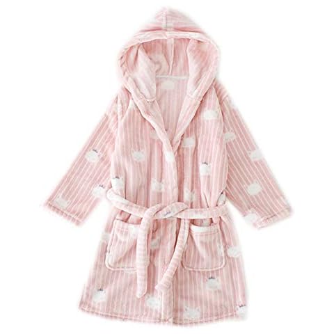 Children Dressing Gown Hooded Terry Towelling Shawl Collar Bath Robe Sleepwear Nightwear 7-13 Years TWPink 150CM Cover