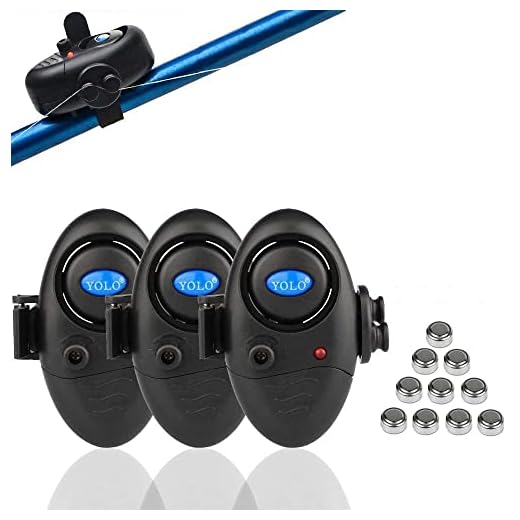 Shackcom 3 Sistema Electrónico Alarma Pesca de mordida picada de Pescado Sensible con indicador - Luminoso LED Ajuste de Sonido Vibración en la caña de Pescar Equipo de Pesca de Pescadores