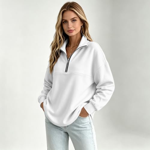 Quarter Zip Pullover Women Fleece Lined Sweatshirt Cute Fall Sweatshirts - image 4