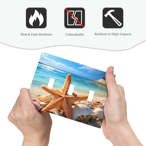 Placa decorativa para interruptor de luz triple con diseño tropical de conchas de mar 7