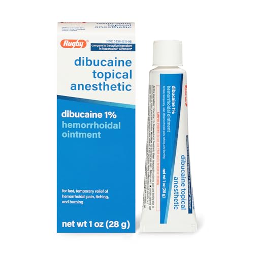 Rugby Dibucaine Topical Anesthetic 1% Hemorrhoid Ointment - Pain Relief Cream for Itching and Burning Hemorrhoid Treatment Anti Itch Cream 1 Oz (1 Pack)