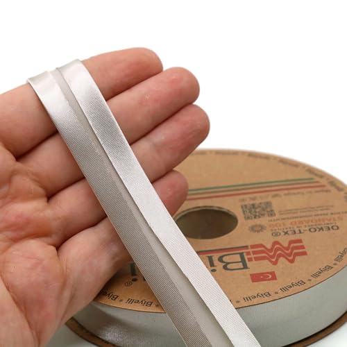 Image of Fold Satin Bias Tape - 99+ Colors - 3 /4 Inches Wide - 27 Yards - Fold Satin Binding Bias Ribbon Fabric Piping Bias Binding Tape for Sewing Clothing DIY (89. Greige) BYS89