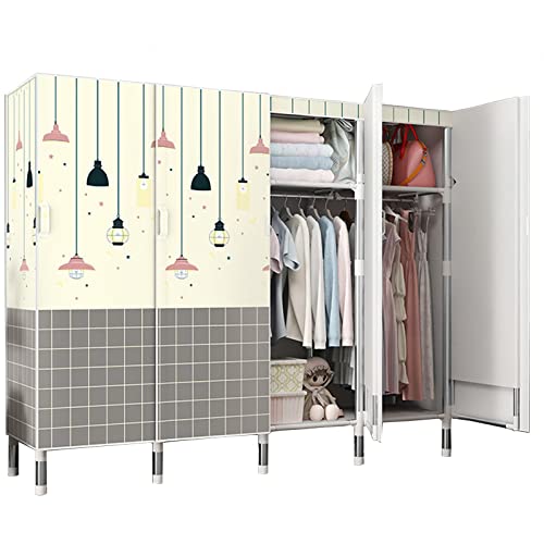 Penderie portable en tissu D-165x50x172 cm avec tringle et étagères de rangement de vêtements