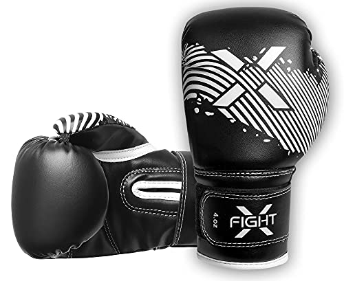 Fightx Kids Boxing Gloves For 3-8 Years 4 6 Oz Training Mma Boys Girls Kickboxing Punching Gloves For Training, Punching Bag, Muay Thai, Mma (Black/White, 6Oz) #TOP1