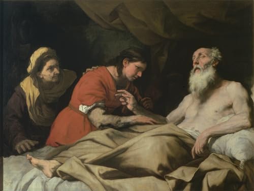 Toile Isaac bénissant Jacob affiche impression d'art de célèbre artiste