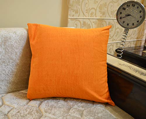 Image of Khooti Molfino Cushion Cover, 14x14 | Orange | Pack of 5 | Solid Plain Soft & Smooth, Decorative Cushion Covers for Living Room, Bedroom, Couches, Chairs, Sofas, Beds & Home Decor