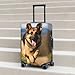 QSMBNET Travel Luggage Cover Running german shepherd dog Spandex Suitcase Protector Washable Baggage Covers Fashion Elastic Scratch-Resistant Luggage Cover Protector Fits 18-32 Inch Luggage