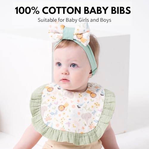 Muslin Baby Bibs for Girls & Boys - 100% Cotton Drool Bibs for Teething and Drooling, Absorbent Bandana Bibs for Newborns2