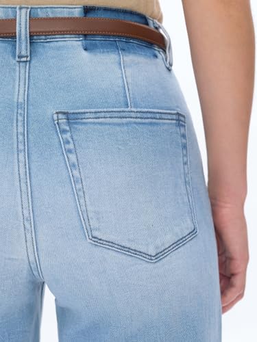 BlueMoment High Waist Stretchy Wide Leg Jeans for Women Basic Straight Denim Pants Raw Hem Underwear Trouser4