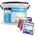 Plid – Plid Schneeweiß Wandfarbe Weiß Matt 10L + 6-tlg. Streichset 