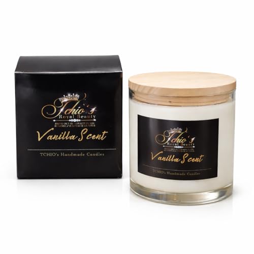 Tchio's Royal Beauty Vanilla Scented Candle – Douceur de Vanille, 18 oz Glass Jar, Handcrafted with Natural Soy & Coconut Wax, Long-Lasting Home Fragrance