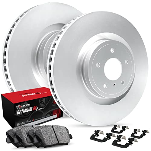 Image of R1 Concepts Front Brake Kit Fits 2014-2020 Maserati Ghibli | Optimum Oep Pads, Blank Rotors| Hardware| 13.6 inch Front