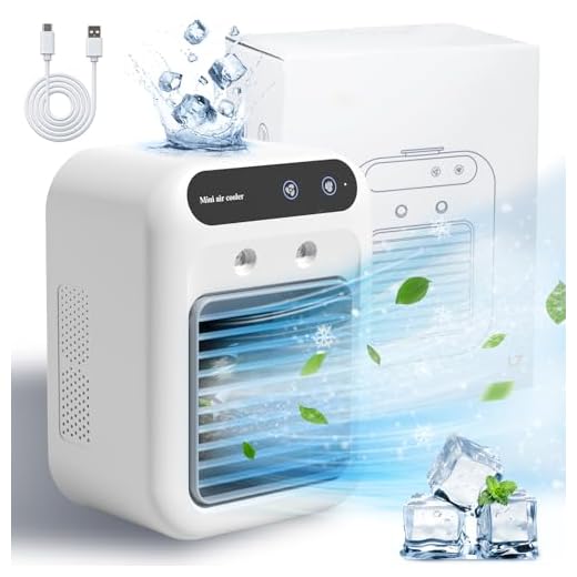Portable Air Conditioners, 25W Rechargeable Mini Portable AC Unit 2 Cool Air Spray, Personal Cooling Fan with 2 Speeds, Small Room Air Conditioners for Bedroom, Office, Outdoor
