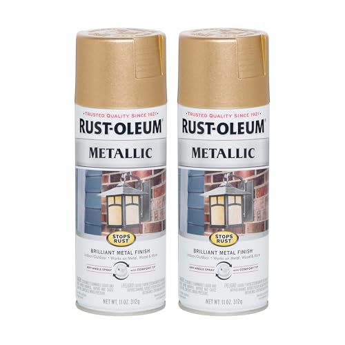 Image of Rust-Oleum 286524 Stops Rust Metallic Spray Paint, 11 oz, Warm Gold, 2 Pack
