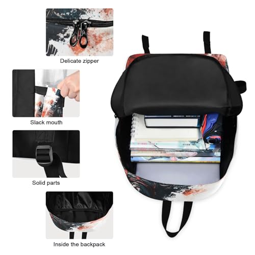 Backpack Lunch Bag Set Painting Japanese Samurai Print, Big Storage Travel Backpacks with Insulated Lunch Box for Office Hiking Picnic3