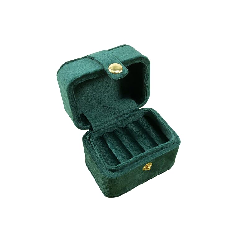 PINGANBUSU Estojo de joias de veludo para viagem, caixa de anel pequena portátil para mulheres, suporte de brincos de pelúcia verde