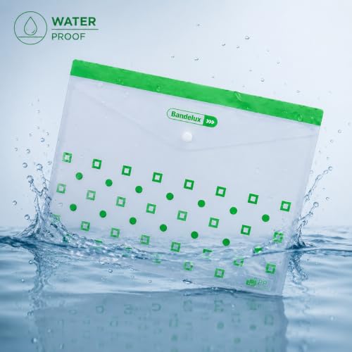 Image of Appropriate Transparent Colour Plastic Document Envelope Folder with Snap Button Closure | A4 FC Size | Waterproof Expanding File Holder | Assorted Colors | Pack of 20