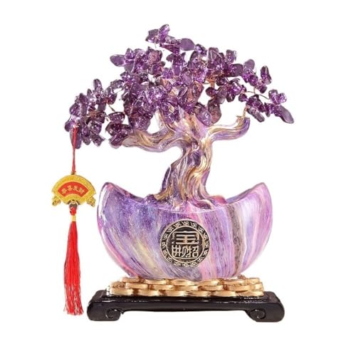 Árbol de la fortuna amatista y adornos de cristal Feng Shui para oficina
