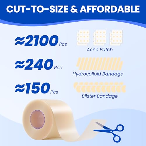 Image of Hydrocolloid Roll Adhesive Bandages Medical Grade Pimple Tape, 2in x 12ft