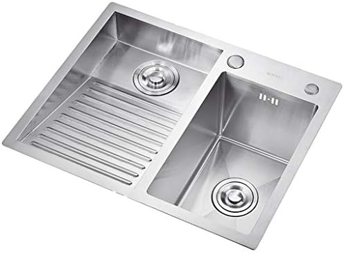 Bathroom Sinks Laundry Pool Balcony Household Stainless Steel Laundry Sink Wash Basin With Washboard Easy To Clean Double Sink Laundry Pool Gift ( Color : A , Size : 60*48*22cm )
