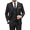 MY’S Men’s 3 Piece Suit Set with Tie, One Button Slim Fit Solid Jacket Vest Pants, Prom Party Wedding Business Suits for Men