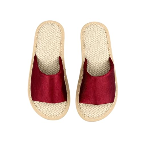 Premium Luxury Satin Silk Top All Seasons Comfort Women's House Linen Slippers Non Slip Indoor Soft Home Slip On Shoes