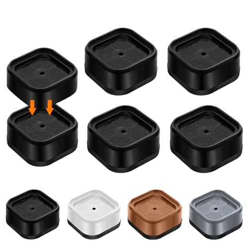 Image of shouwuhho 4 Pack Furniture Risers Adjustable Bed Risers Heavy Duty Lifts Height 1", Square Stackable Bed Risers 1, 2 or 3 Inch for Desk Leg Table Couch Sofa Chair Bed Frame Legs Dorm, Black