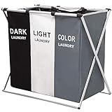 UNIQUEEN Wäschekörbe Große Faltbare Wäschesack Schmutziger Korb Wasserdicht Kleidung Klassifizierung (3 Fächer)