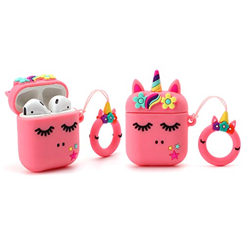 Awin Case Unicorn Case For Airpods/Airpods 2 Case,3D Cute Cartoon Soft Case,Kawaii Kids Girls Women Animal Unicorn Soft Silicone Case For Airpods Case/Airpods 2 Case (Pink Unicorn) #TOP5