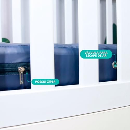 Capa Protetora Colchão de Berço Impermeável com Zíper 60x130x10 Azul Marinho