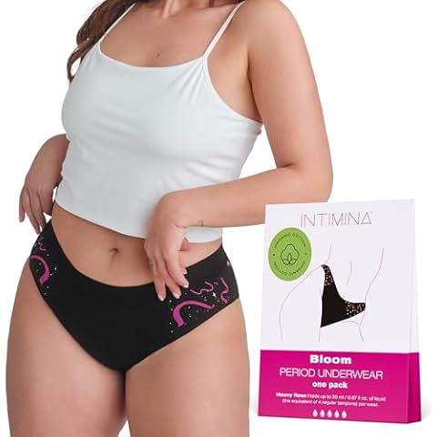 INTIMINA Bloom (Large) Period Underwear for No-Spill Comfort, Heavy Flow Period Underwear for Women High Waisted, Leak Proof Period Underwear for Women Cotton, (1 Pack) Cover