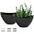 LaDoVita Plant Pots with Drainage Holes, 12 Inch Large Planters for Indoor Plants, Plastic Flower Pots Outdoor, Set of 2 Pack, Frosted Black