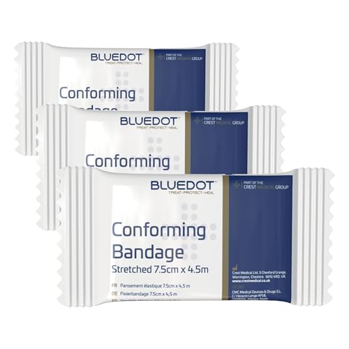Image of Blue Dot Conforming Bandage, 4.5 m Length x 7.5 cm Width (Pack of 3)