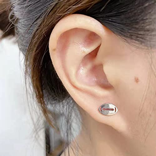 Stainless Steel Tiny Stud Earrings Football Baseball Soccer Silver Plated Earring Small Sleeper Cartilage Tragus Lobe Piercing Ellipse Circle Sport Studs for Women Teen Girls Fashion Jewelry Gifts2