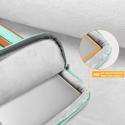 Image of MOSISO 360 Protective Laptop Shoulder Bag,14 inch Computer Bag Compatible with HP Lenovo Dell ASUS Acer, HP, Dell Latitude, Lenovo,Side Open Messenger Bag with 4 Zipper Pockets&Handle, Aqua Green