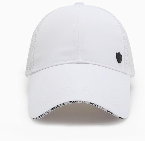 Black Mesh Baseball Cap, Adjustable,Mens (US, Numeric, 6 3/4, 7 5/8, White)