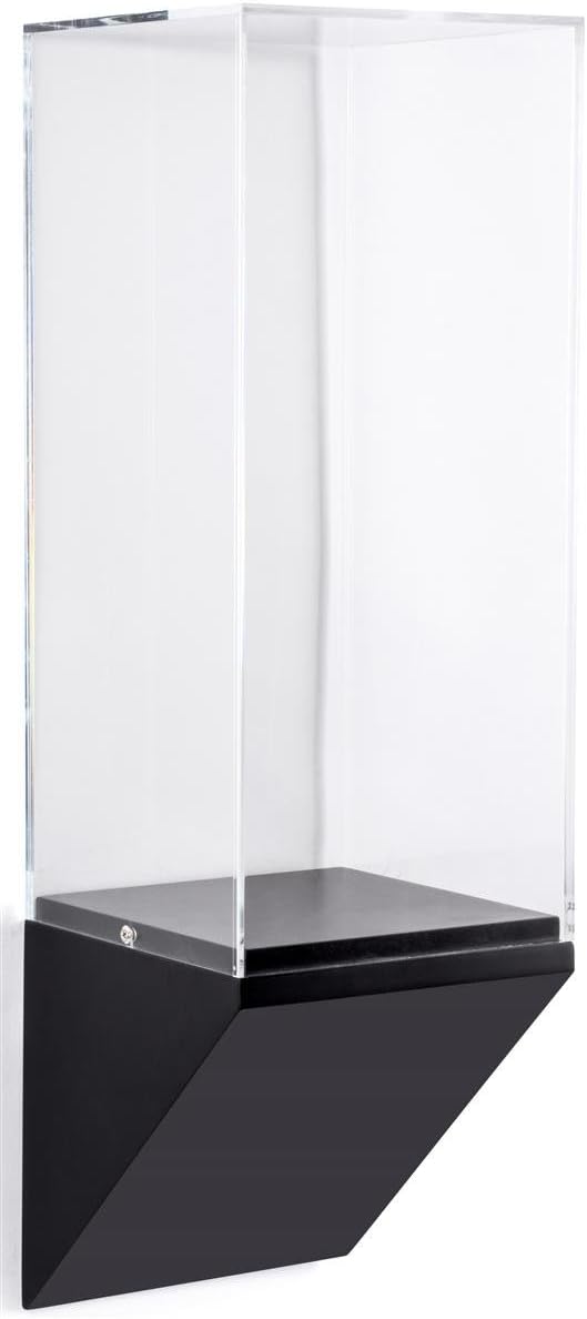 Displays2go, Wall Wedge Shelf Pedestal, Acrylic, MDF Construction – Black, Clear Finish (DCWWDG8BK)