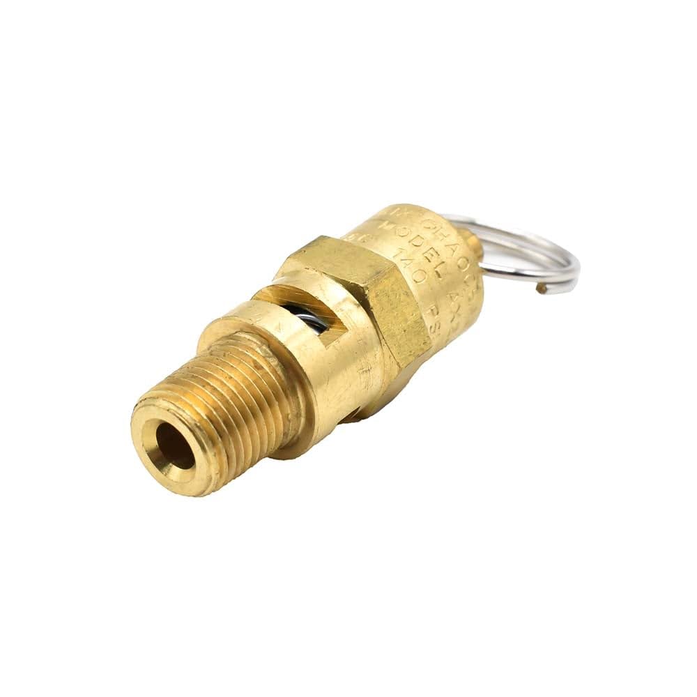 Interstate Pneumatics V140-8 1/8-Inch MPT Brass ASME Safety Releif Valve w/pull Ring - 140 PSI