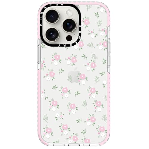 Dumkery Cute Pink Flowers Phone Case Compatible with iPhone 15