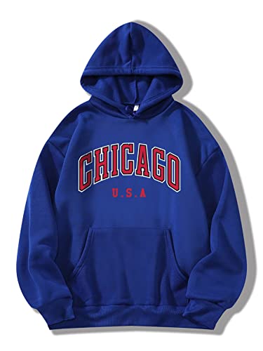 Sweat à capuche dames bleu en taille L coupe décontractée confortable