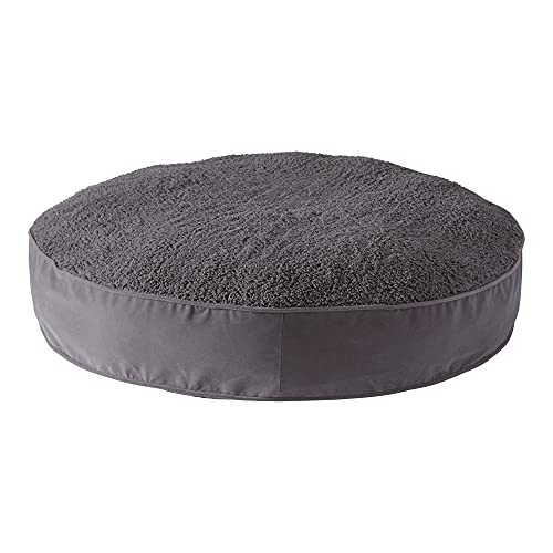 Happy Hounds Scout Deluxe Round Pillow Style Sherpa Dog Bed, Large (42 X 42 In.), Pewter #TOP1