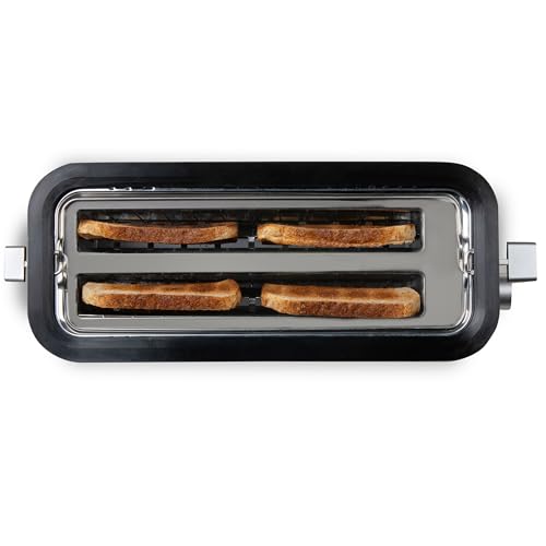 DOMO DO967T Toaster Langschlitz - für 4 Toasts - mit eingebautem Brötchenaufsatz - Edelstahl - 1350 W